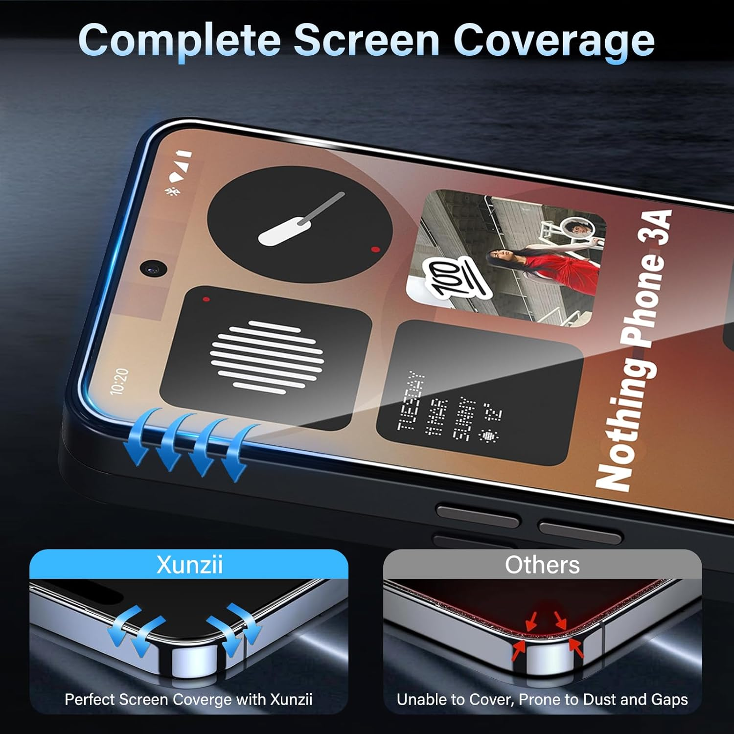 Xunzii Screen Protector for Nothing Phone 3A 5G for Tempered Glass with Camera Protection [2+2 Pieces], 0.33 Mm Ultra Clear Film, 9H Hardness Screen Protector, Anti-Bubble Tempered Glass Film image number 3