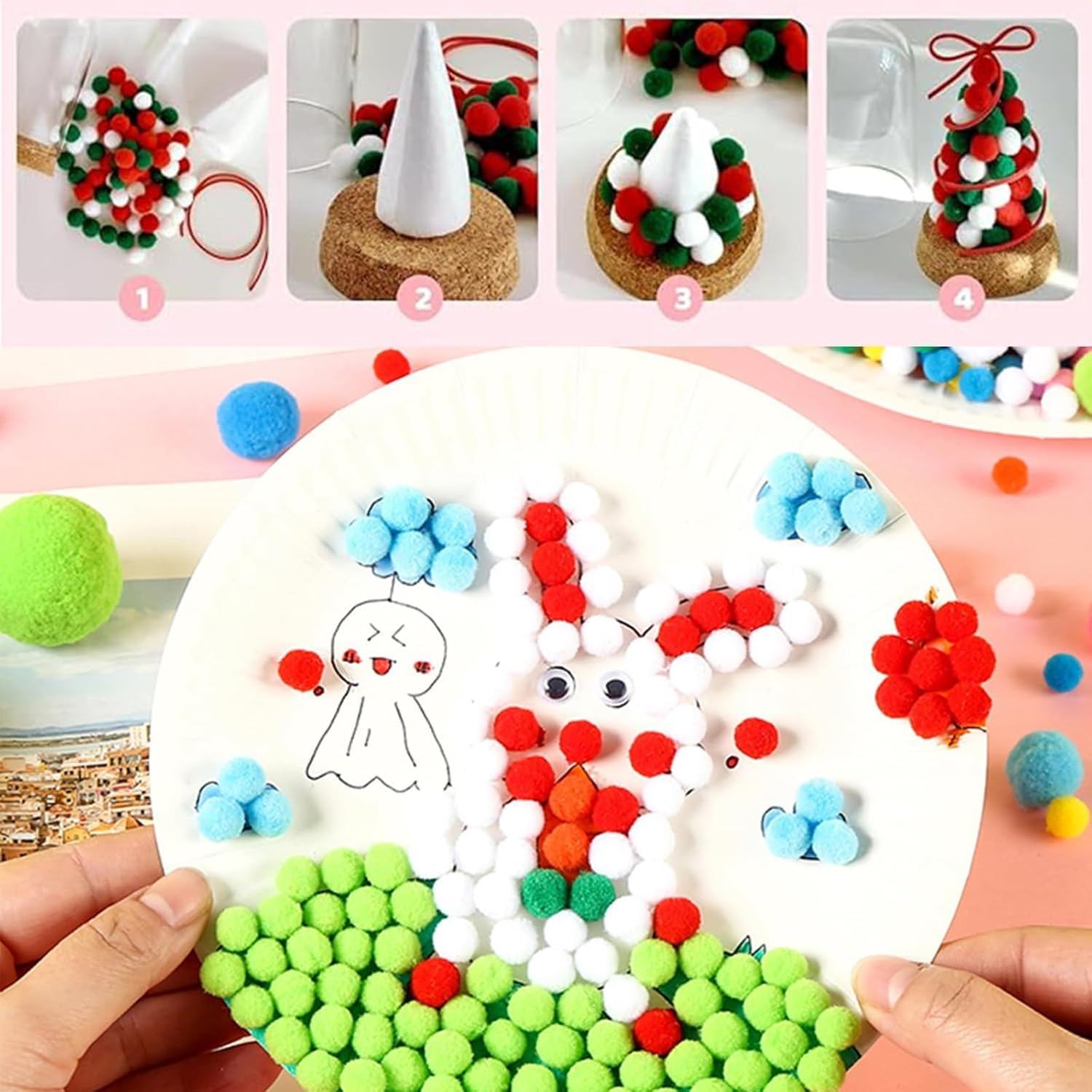 Zalizr 2000 Pcs Polypropylene Pom Poms, 5 MM Assorted Mixed Color Mini Fluffy Pom Poms for Crafts Making, DIY Projects, Holiday Party Decorations, Christmas Decor image number 3