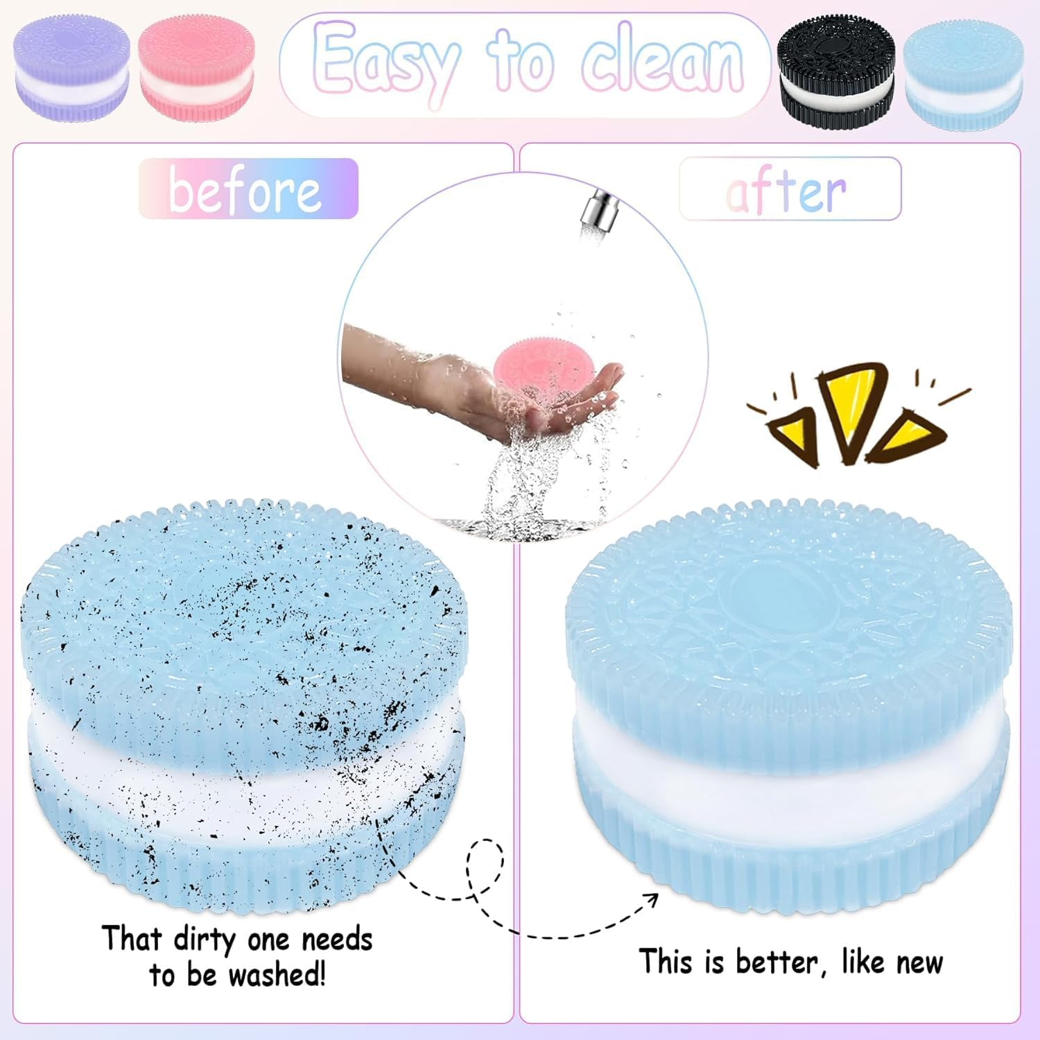 4 Pcs Biscuit Stress Relief Toy, Super Soft Memory Recovery Reusable Taba Squishy Toy , Fufu Squishy Toy for High Stress People (4Pcs-Cookie) - 4Pcs-Cookie image number 6