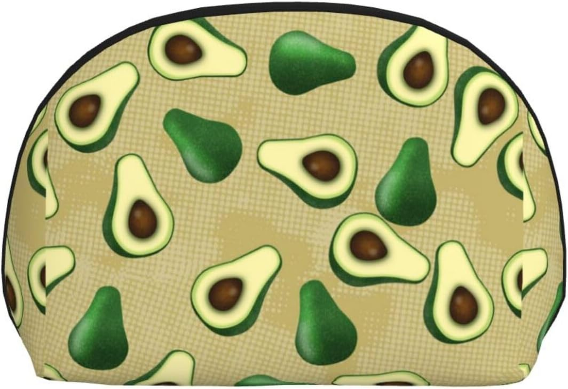 Cozimangoe Coin Pouch Makeup Bags Set, 2 Piece Shell Shape Cosmetic Bag with Pockets for Daily Travel Handbag Lipstick Keys Toiletry, Personalized Avocado Dot Brown image number 6