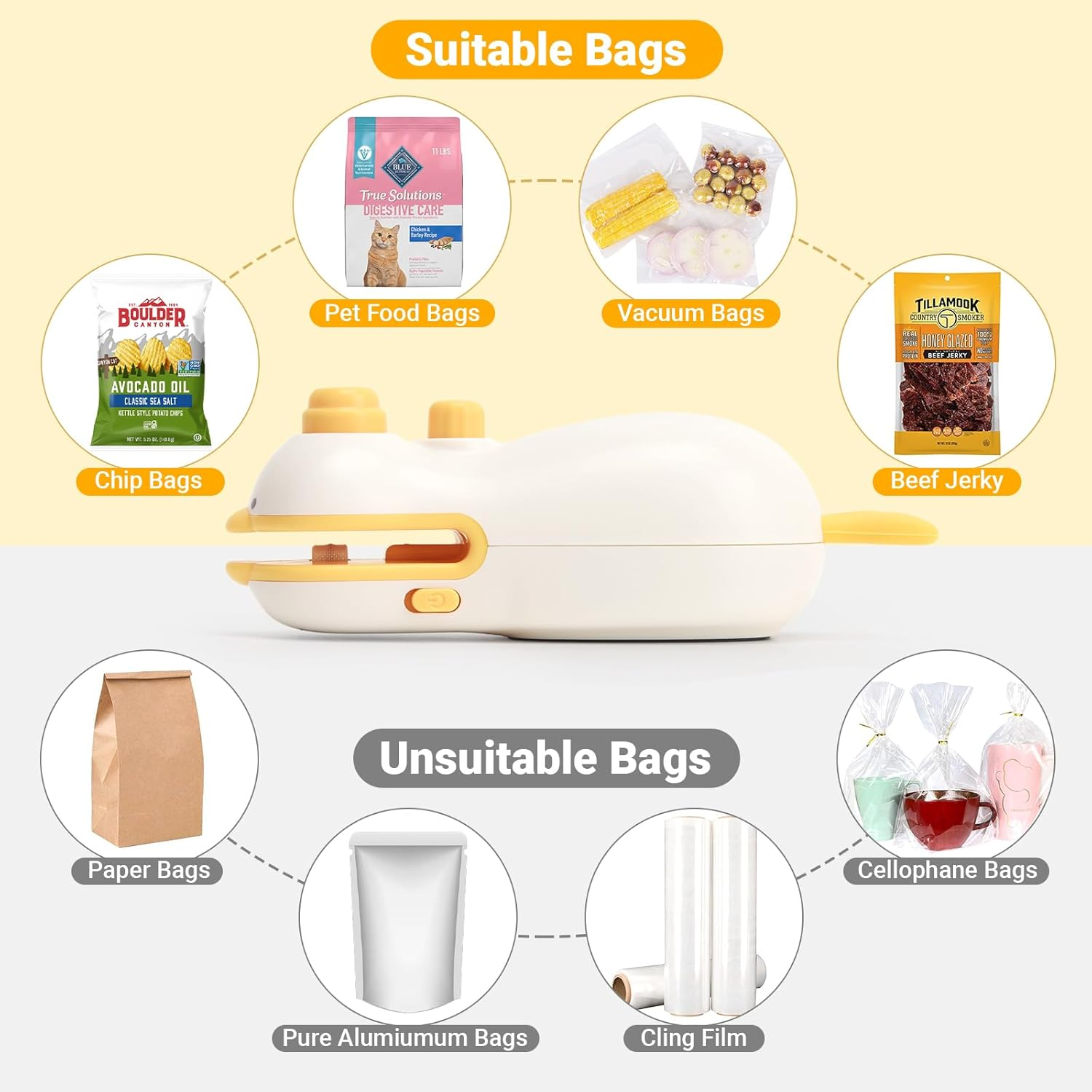 3-IN-1 Mini Bag Sealer, Magnet Heat Sealer with Cutter, Rechargeable USB-C Mini Bag Resealer Machine for Chip Bags Snack Bags Portable Cute Duck Design image number 4