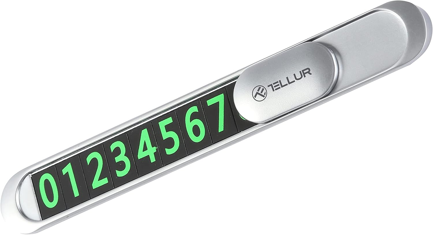 TELLUR Temporary Car Parking Phone Number Card, Metallic, Silver image number 2