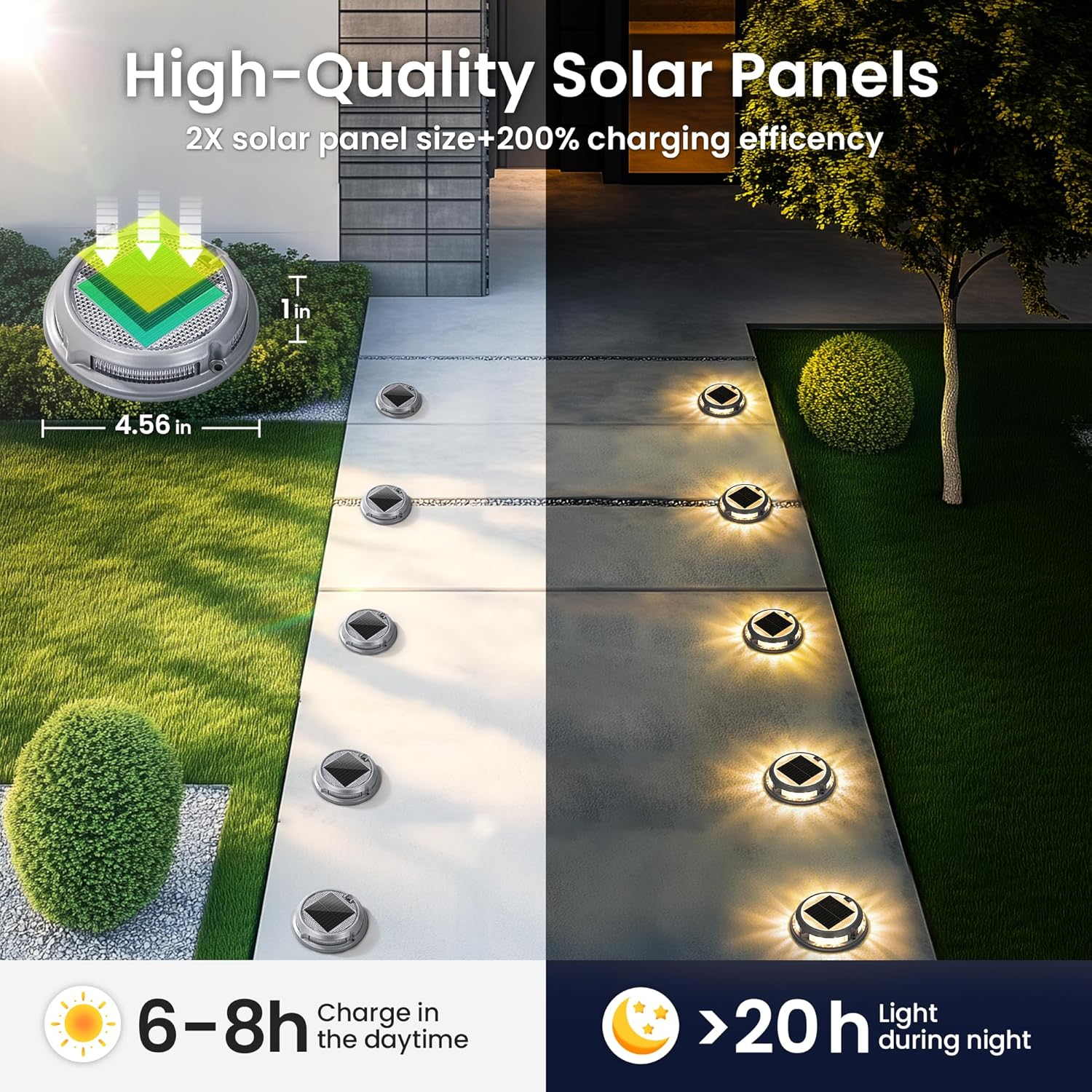 Solar Deck Lights Driveway Dock Lights, Outdoor LED Color Changing Lights Driveway Markers 8 Pack, Solar Pathway Light Outdoor for Sidewalk Stair Garden Yard image number 5