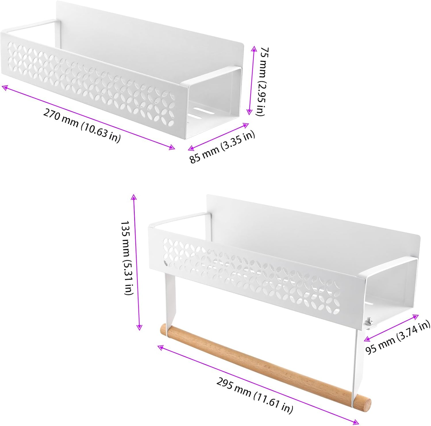 JIEHIN Pack of 4 Magnetic Spice Racks, 2 Sizes, Fridge Magnet Organiser, Magnetic Fridge Shelf, Multifunctional Magnetic Shelf for Kitchen Organisation, Cupboard image number 6