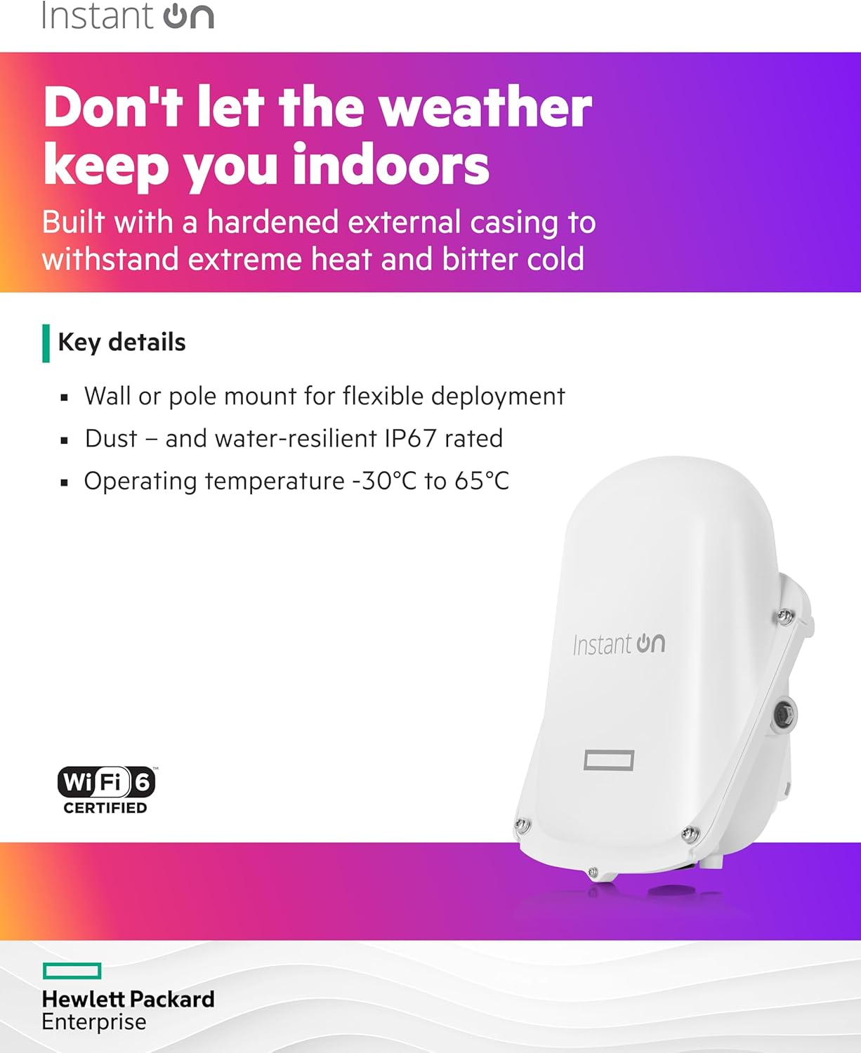 HPE Networking Instant on Access Point AP27 2X2 Wifi 6 Outdoor Wireless Access Point | Power Source Included | AU Model (S1T43A#ABG) image number 6