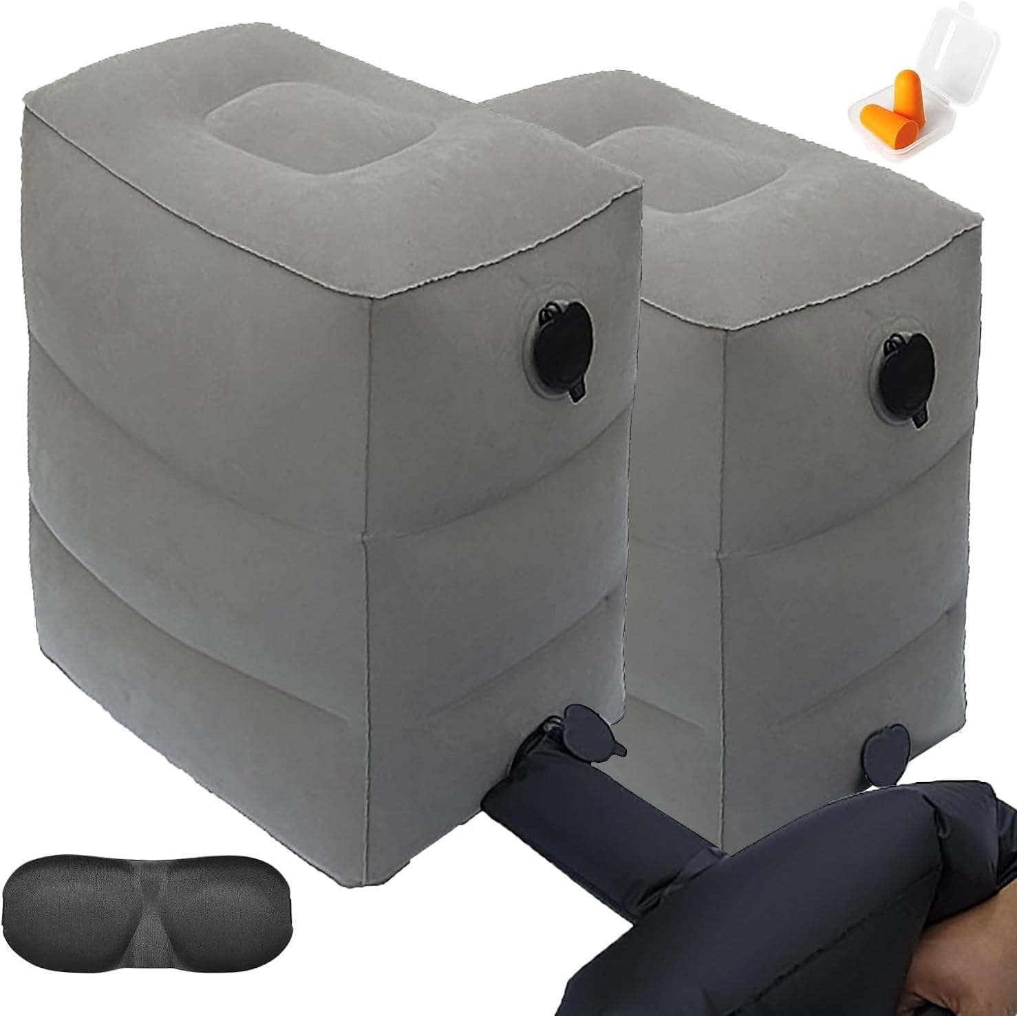 DAWNTREES 2 Pack Inflatable Foot Pillow for Travel, Airplane, Office, and Home - Travel Accessories
