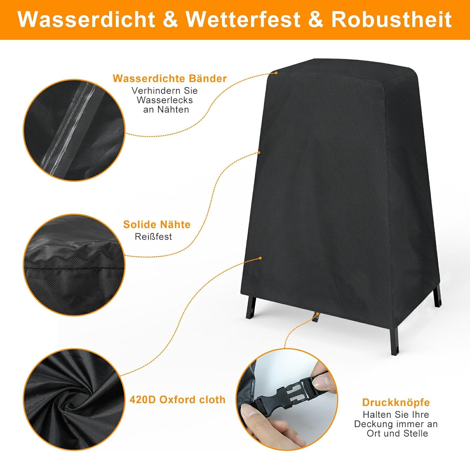 Ninja Woodfire OO101 Series Outdoor Oven Cover on Its Stand Pizza Oven Cover with Bottom Fixing Strap Weather Resistant Pizza Oven Accessories Black image number 3