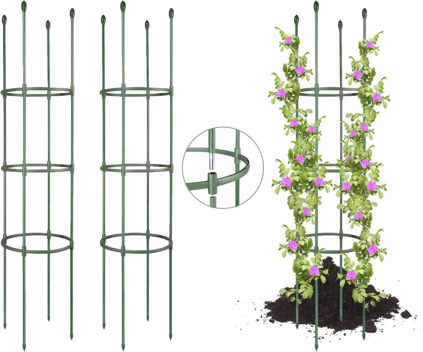 2 Packages Plant Rack, Tomato Cage, Tomato Rack up to 54.5 Inches Adjustable Height for Growing Tomato Plants, Potted Green, Climbing Vegetable Plants (2) image number 5