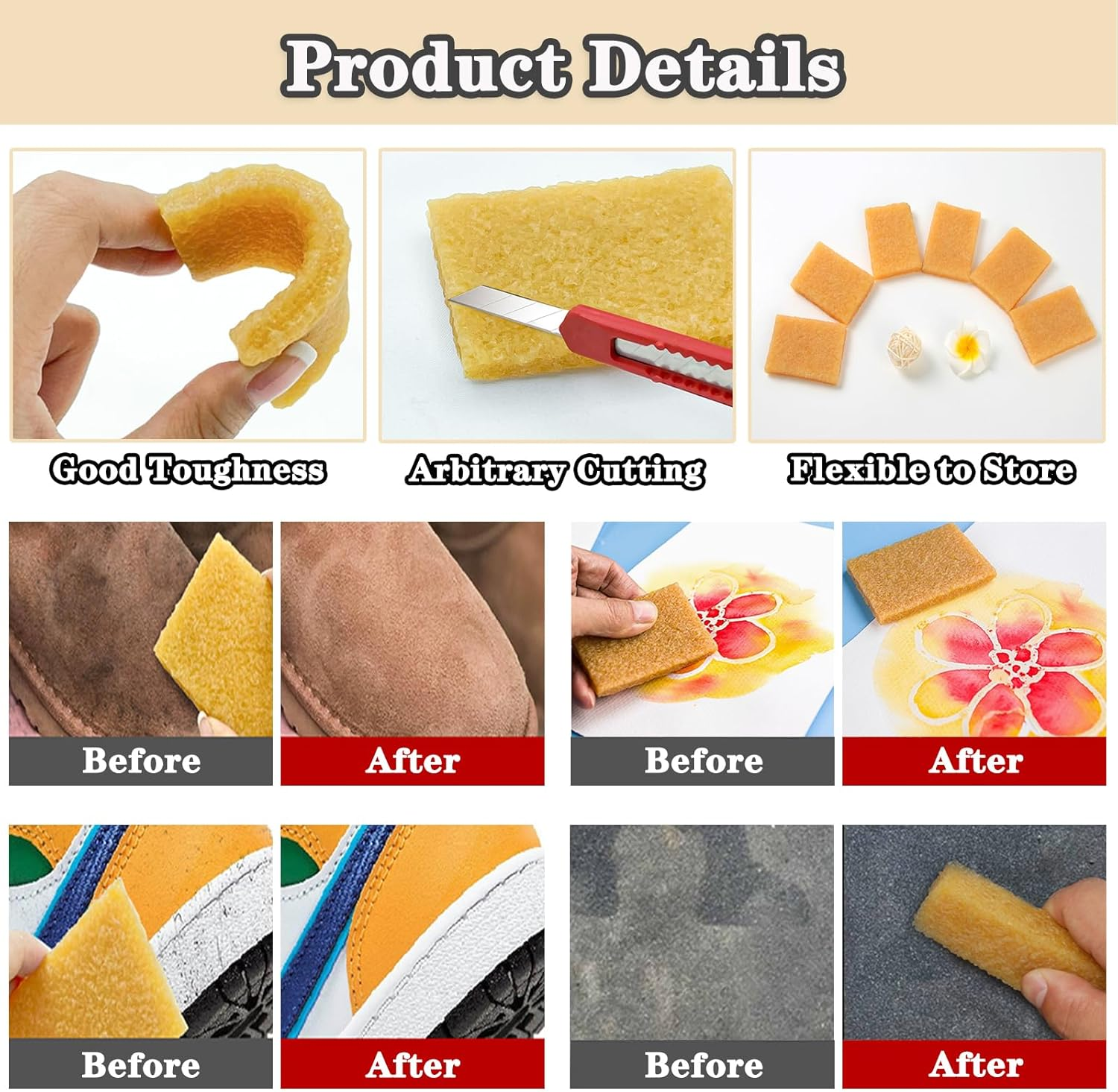 Rubber Cement Eraser, Glue and Residue Eraser Rubber Cement Cleaner for Removing Adhesive Cleaning for Residues - 6PCS