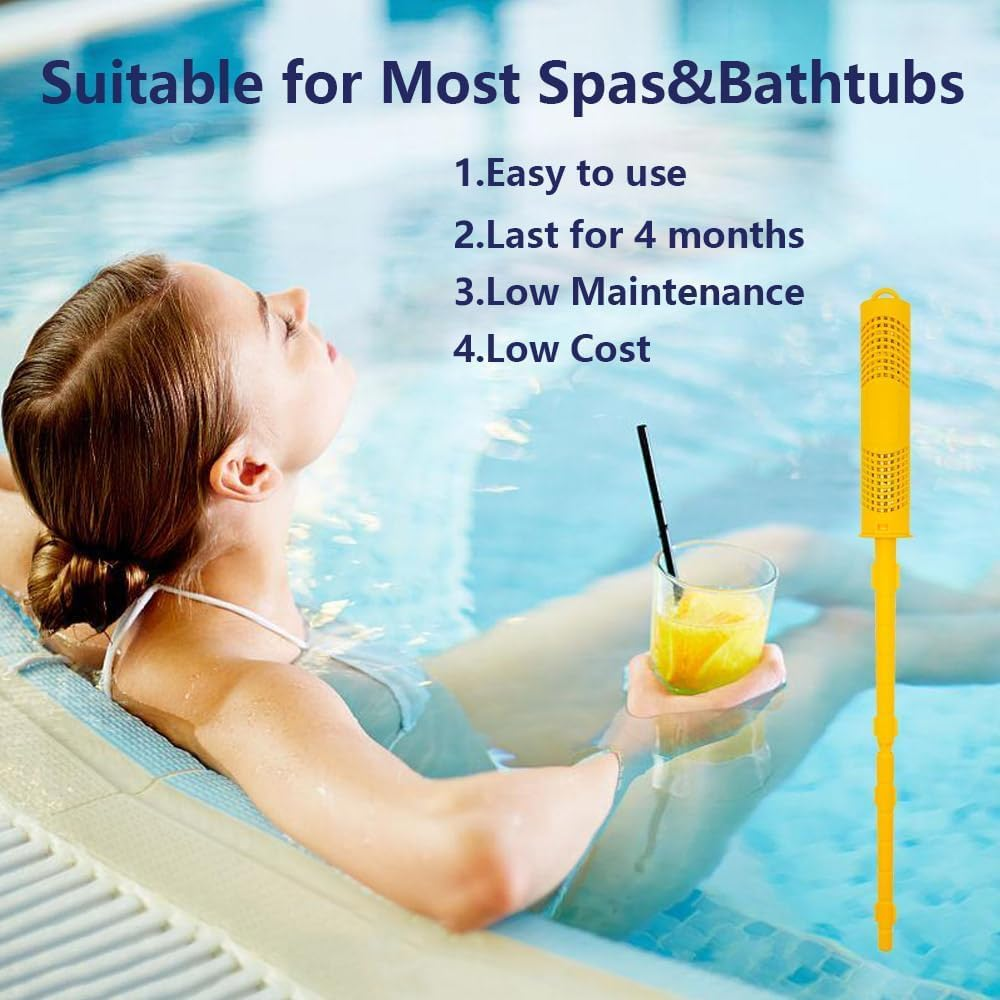 SPA Mineral Sticks for Hot Tub, Hot Tub Stick with 4 Months Lifetime Universal for Hot Tub & Pool, Spa Mineral Cartridge Keeps Water Crystal Clear (Yellow,2-Pack)
