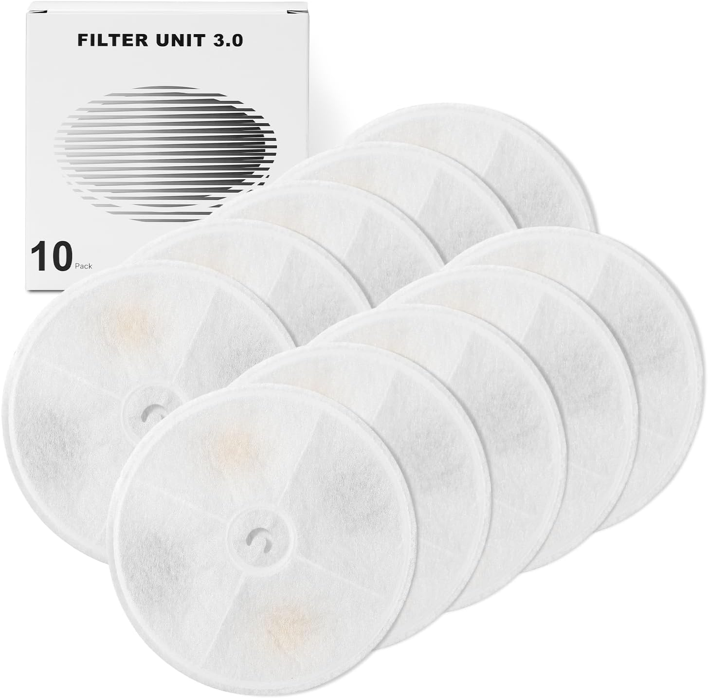 Pack of 10 Cat Fountain Filter, Filter Unit 3.0 Resin and Activated Carbon Cat Dog Drinking Fountain Compatible with 1.85 L and 2 L/1.8 L Automatic Intelligent Cat Fountain image number 3