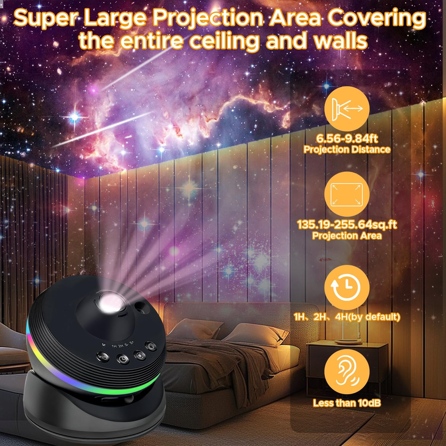 Galaxy Projector, 13 in 1 Star Light Projector Starry Sleep Night Light with Dynamic Meteors, 360&deg; Rotation, Large Scale Projection for Bedroom Living Room Ceiling Home Theater Decor image number 3