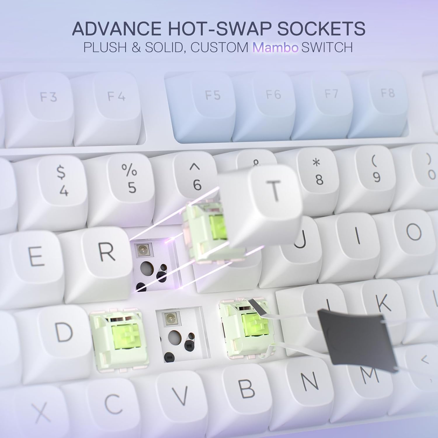 Redragon K673 PRO 75% Wireless Gasket RGB Gaming Keyboard, 3-Modes 81 Keys PBT Compact Mechanical Keyboard W/Hot-Swap Socket, Dedicated Knob Control & Sound Absorbing Pads, Custom Linear Switch image number 3