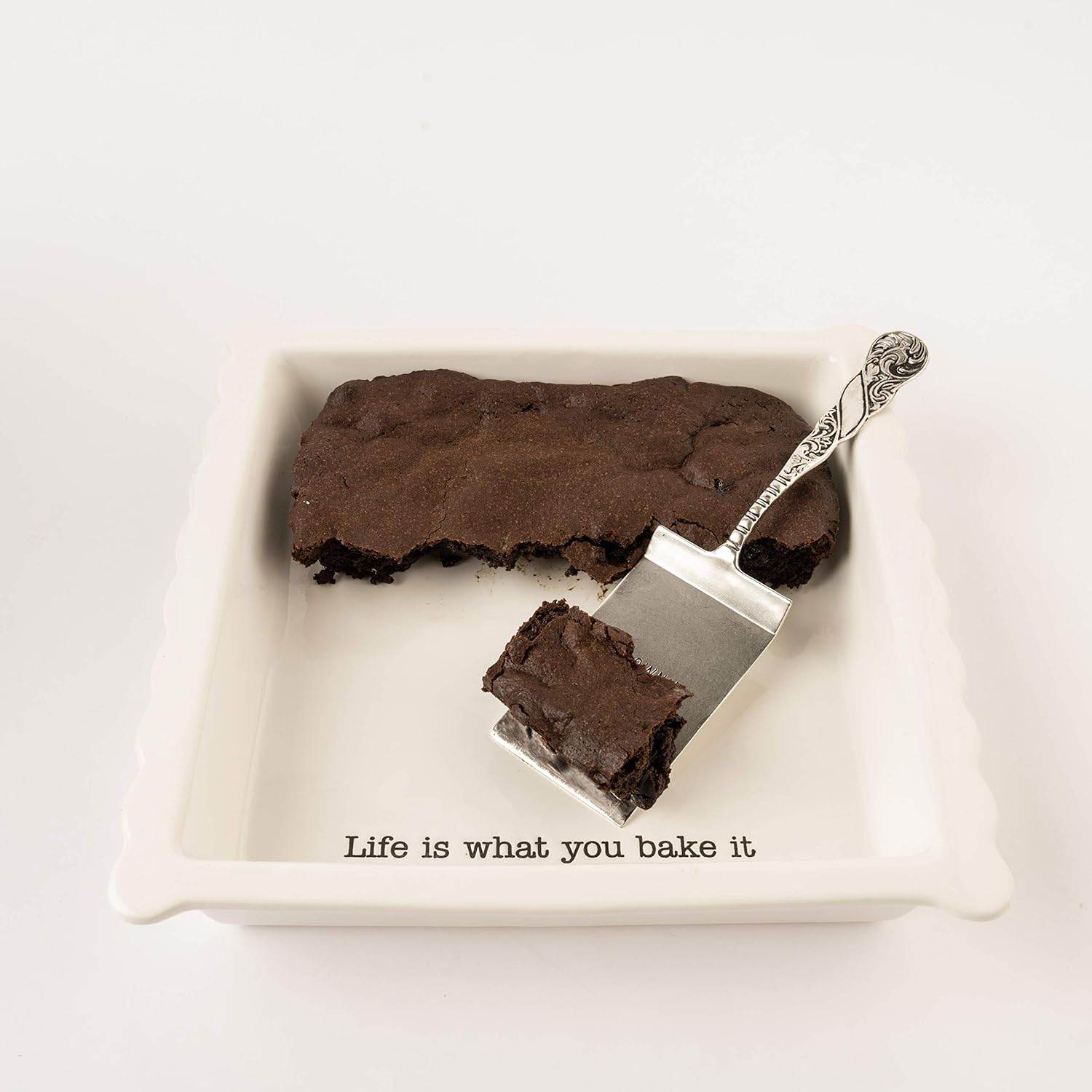 Mud Pie 4801003 Brownie Baker Set, 3.35H X 13.4L X 13.1W, White