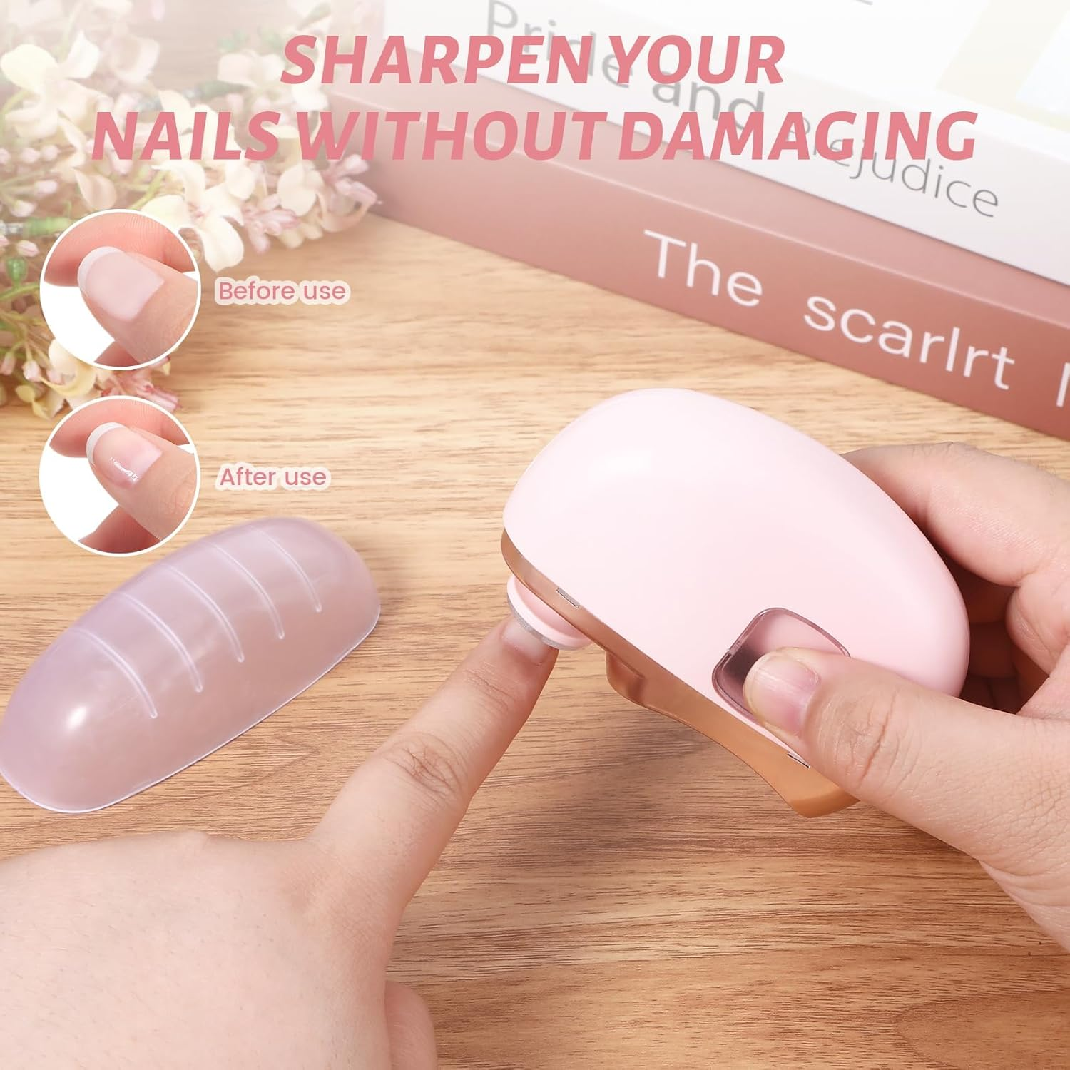 Electric Nail Clipper, 3 in 1 Automatic Electric Nail Clipper with Polishing, 2 Adjustable Speeds & Polishing Toenail Clippers, Electric Toe Nail Clippers Nail Cutter for Seniors Kids Adults (Pink)