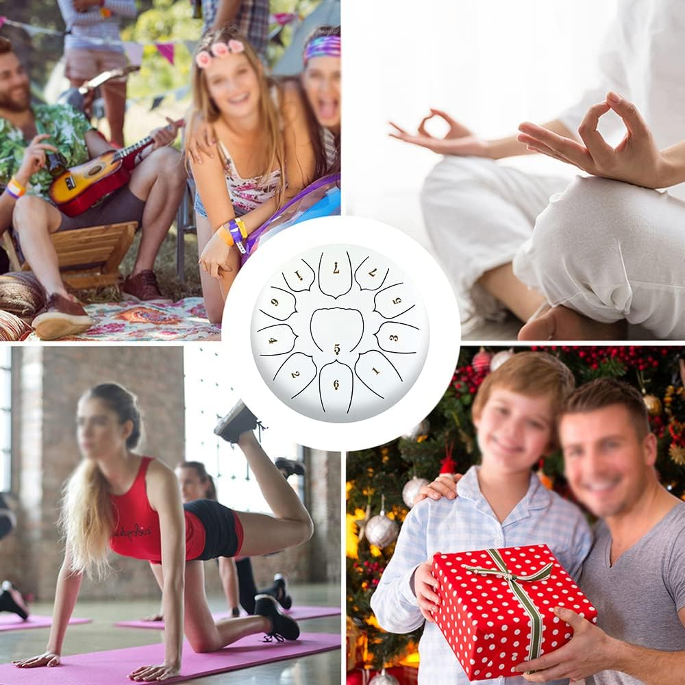 10 Inch Steel Tongue Drum 11 Notes Handpan Drum with Drum Mallet Finger Picks Percussion for Meditation Yoga - Dark Blue image number 5