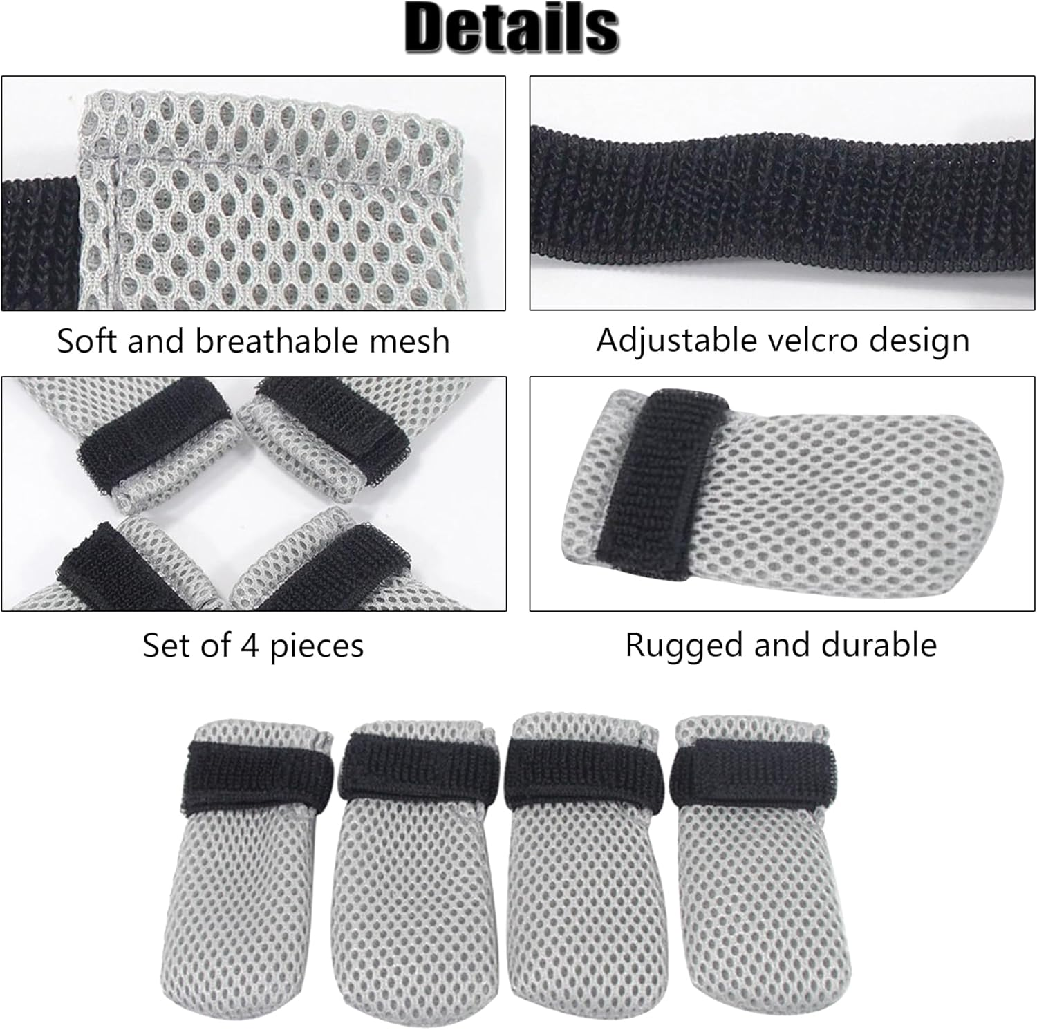 Niuhong 4 Pieces Cat Shoes Bathing Adjustable Cat Boots Breathable Mesh Scratch Protection Pet Cat Paw Protection Anti-Scratch Bathing Shaving Cutting Nails (L) image number 3