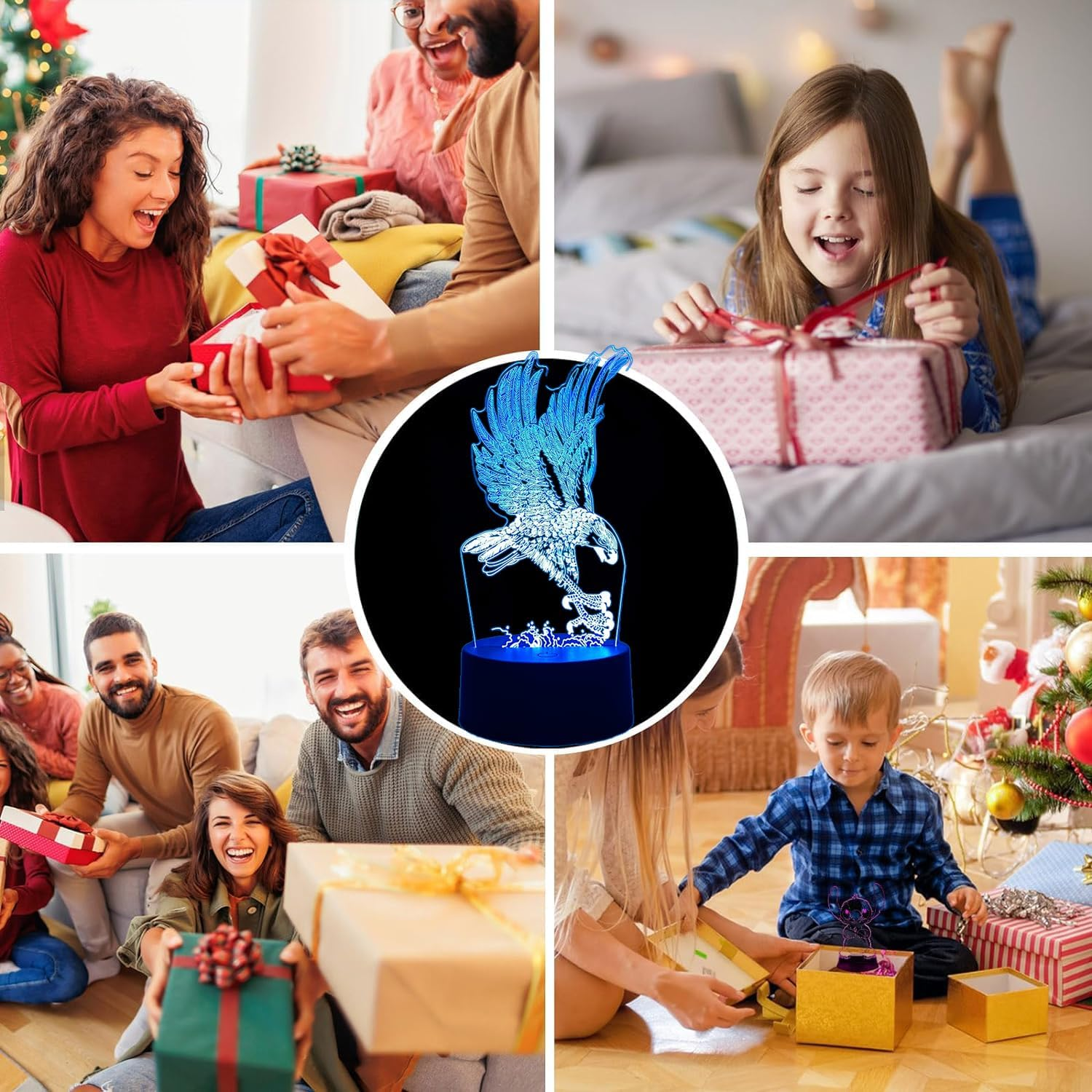 Eagle Lamp, 3D Night Light Children with Colour Changing, Intelligent Touch Eagle LED Animal Lamp with 7 Colours, a Gift for Girls and Boys image number 3