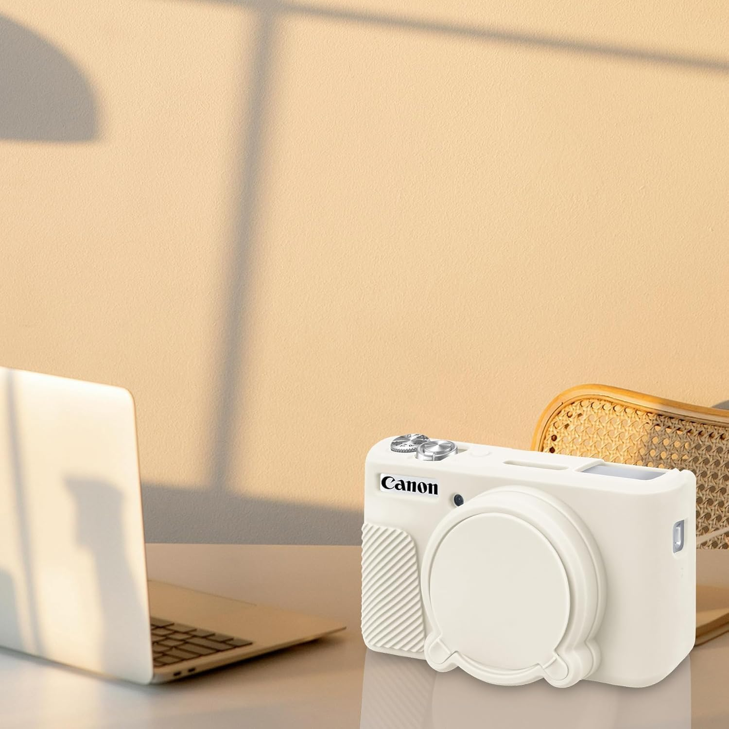 Protective Case for Canon Powershot SX740 SX730, Silicone Digital Camera Case, SX740 Soft Silicone Case Cover Rubber Camera Sleeve with Removable Lens Cover (Mist White) image number 3