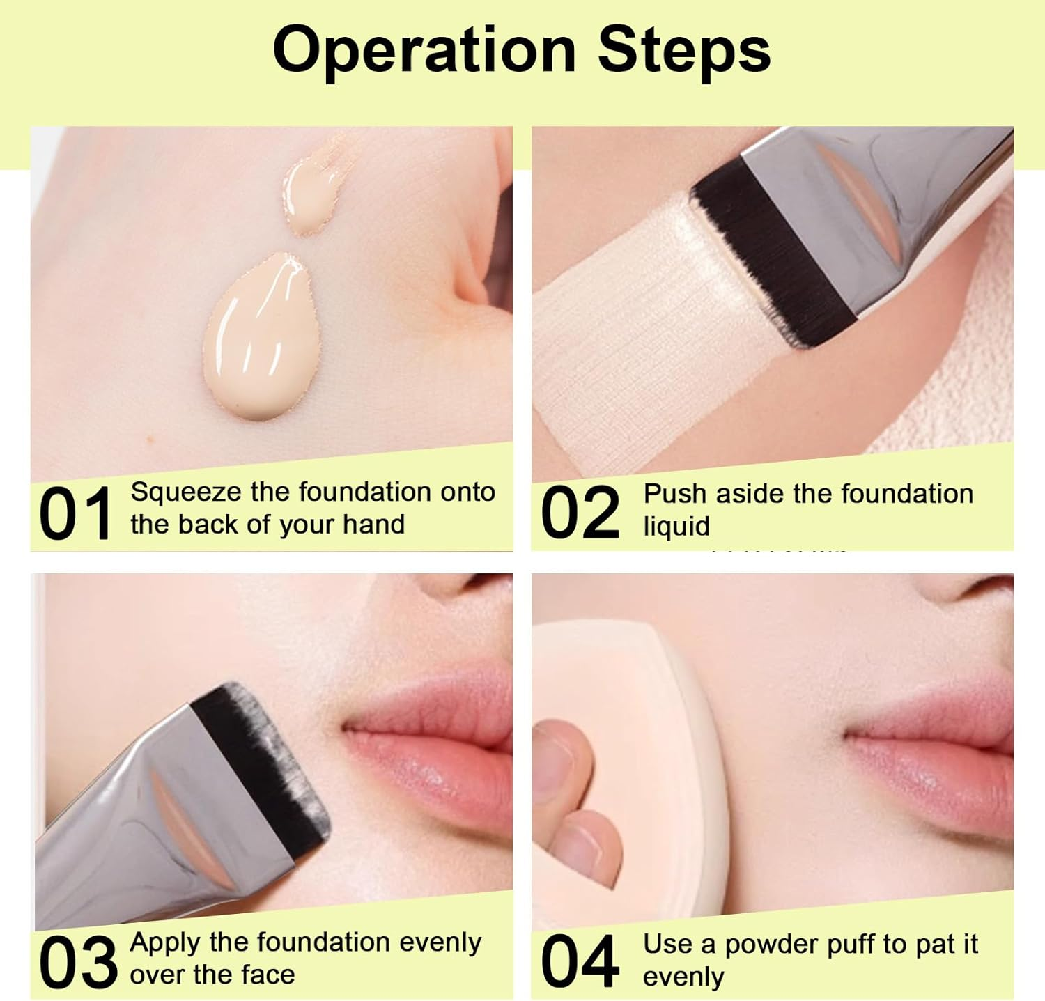 3Pcs Flat Foundation Brush,Face Mask Brush Makeup Spatula Facial Brush for Liquid Foundation Mask, 2 Flat Foundation Brushs & 1 Makeup Brush,Premium Face Korean Makeup Brush for Blending Cream（Silver/Black）