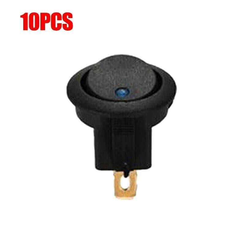 AIMALL 10X Blue LED Light 12V round Rocker Toggle Switch, 3 Pins On/Off SPST Design for Car, Boat, Truck, and Electronics Control, Easy Installation, 19Mm Hole image number 1
