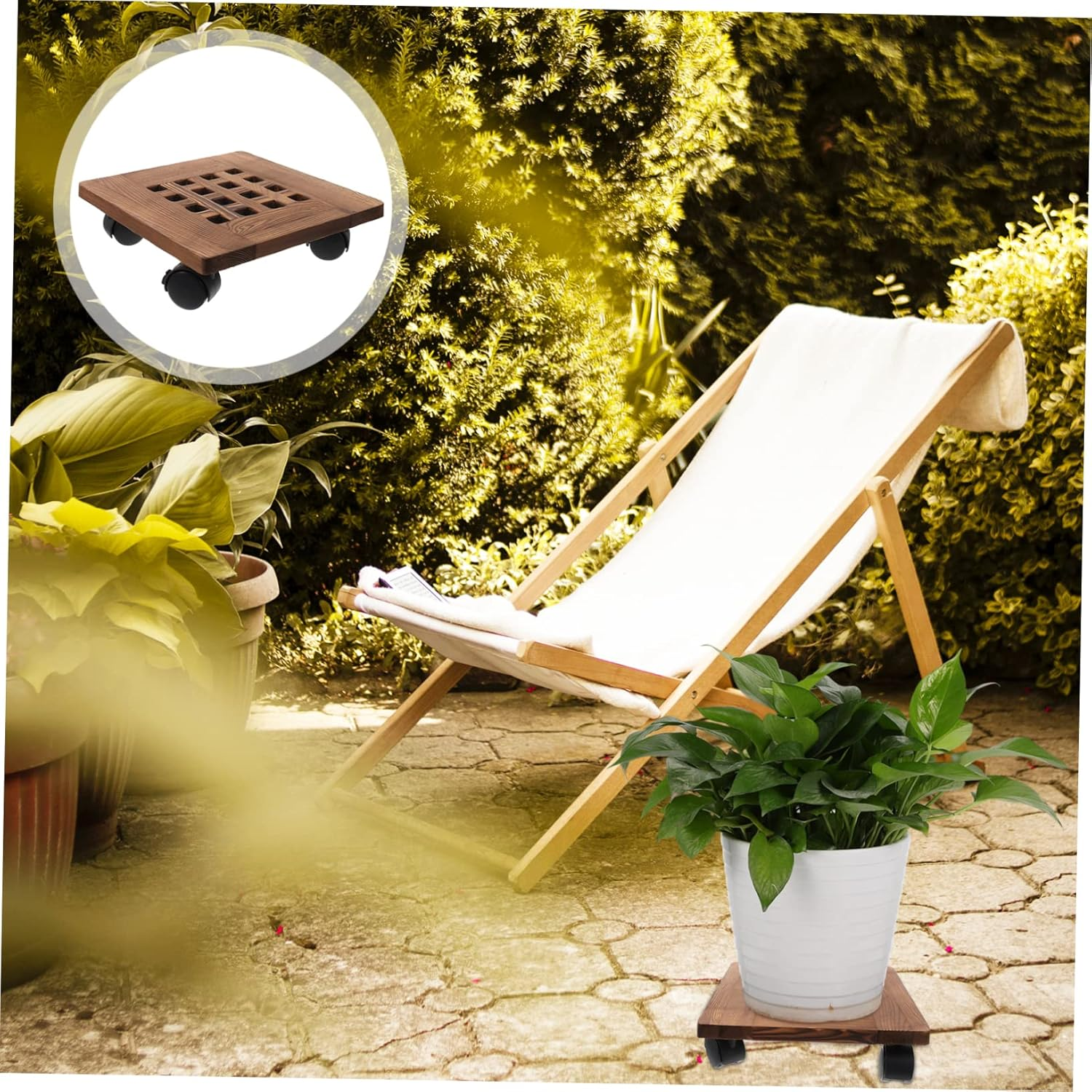 Movable Flowerpot Tray Wheel Casters Hollow Out Design for Indoor Plant Pot Stand Material