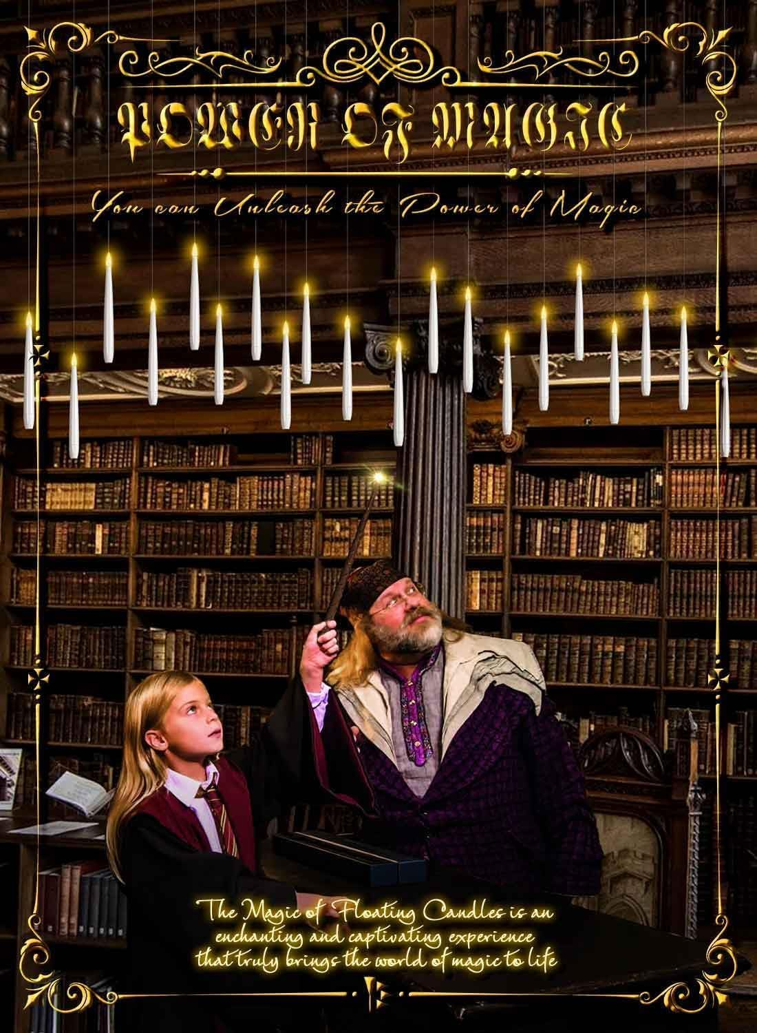 Floating LED Candles with Magic Wand Remote,Flameless Flickering Batteries Operated Taper Hanging Candlesticks,Ceiling Candles for Christmas Decor Wedding Party Home & Church D&eacute;cor image number 1