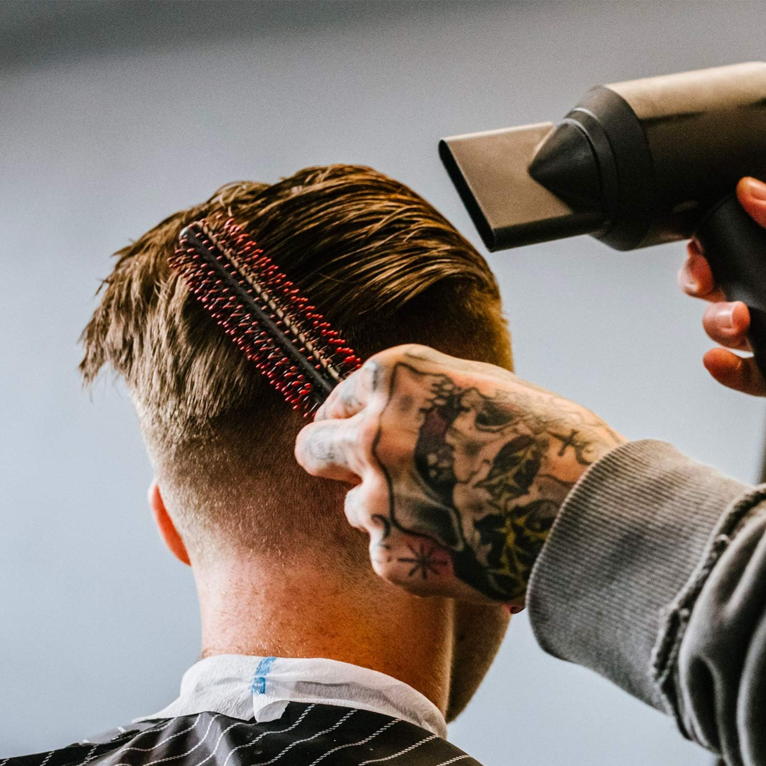 Kobe Professional Quiff Roller Small round Hair Brush with Red Rubber Grip Handle - Slick Back, Curly, Ideal round Hair Brush for Men and Barbers image number 1