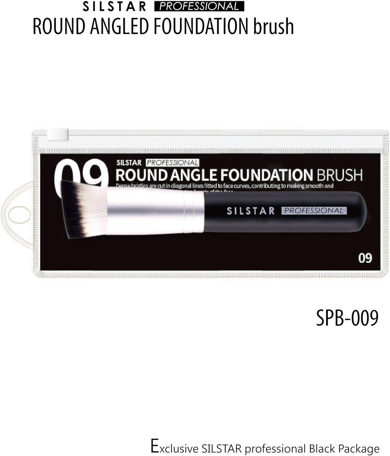 SILSTAR PROFESSIONAL round ANGLED FOUNDATION BRUSH with HANDLE MADE of NATURAL BIRCH WOOD, MADE in KOREA 009 image number 6