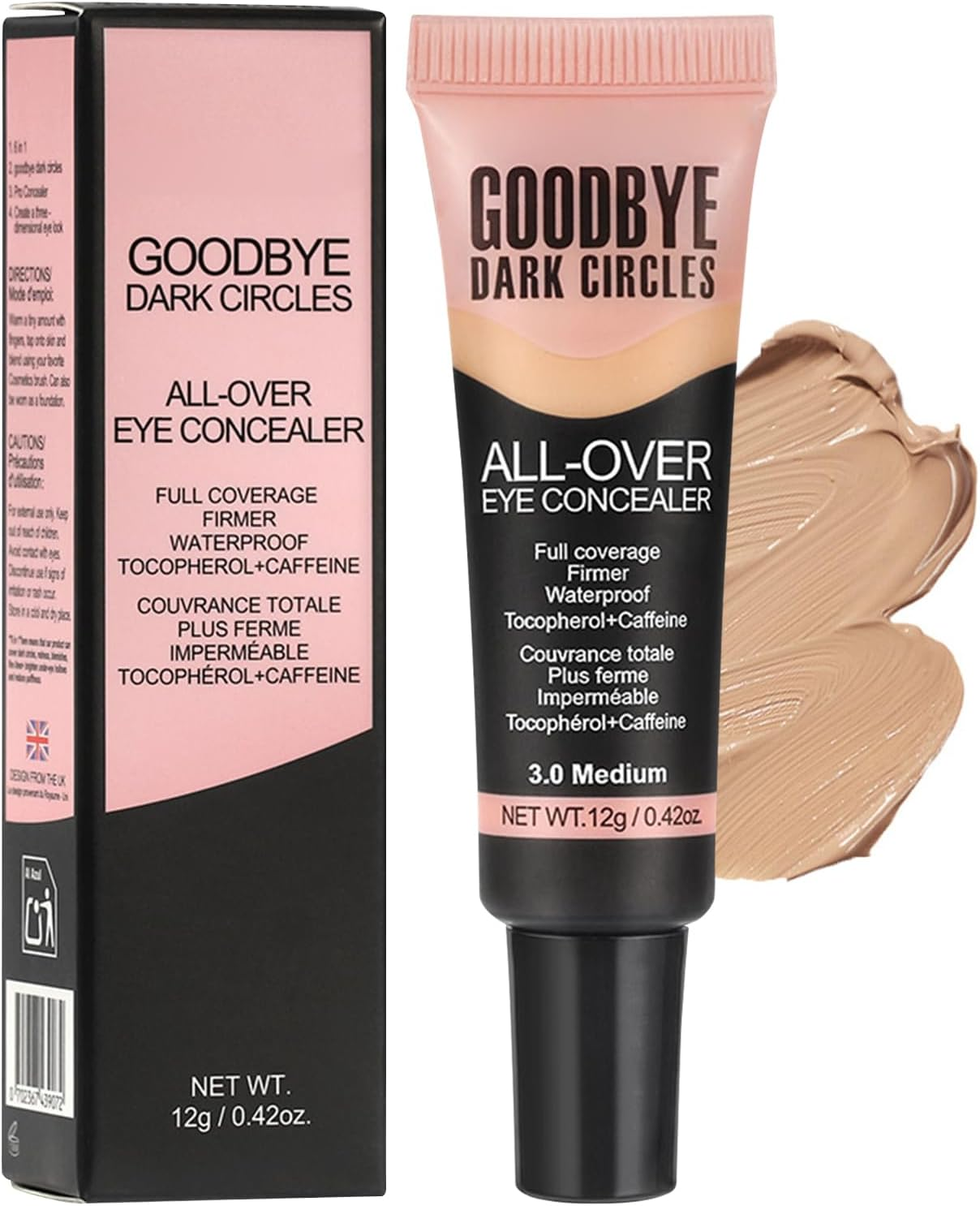 Full Coverage Concealer - Waterproof 12G Beauty Concealer,Natural Long Lasting Liquid Foundation, Color Correcting Makeup for Long Lasting Wear