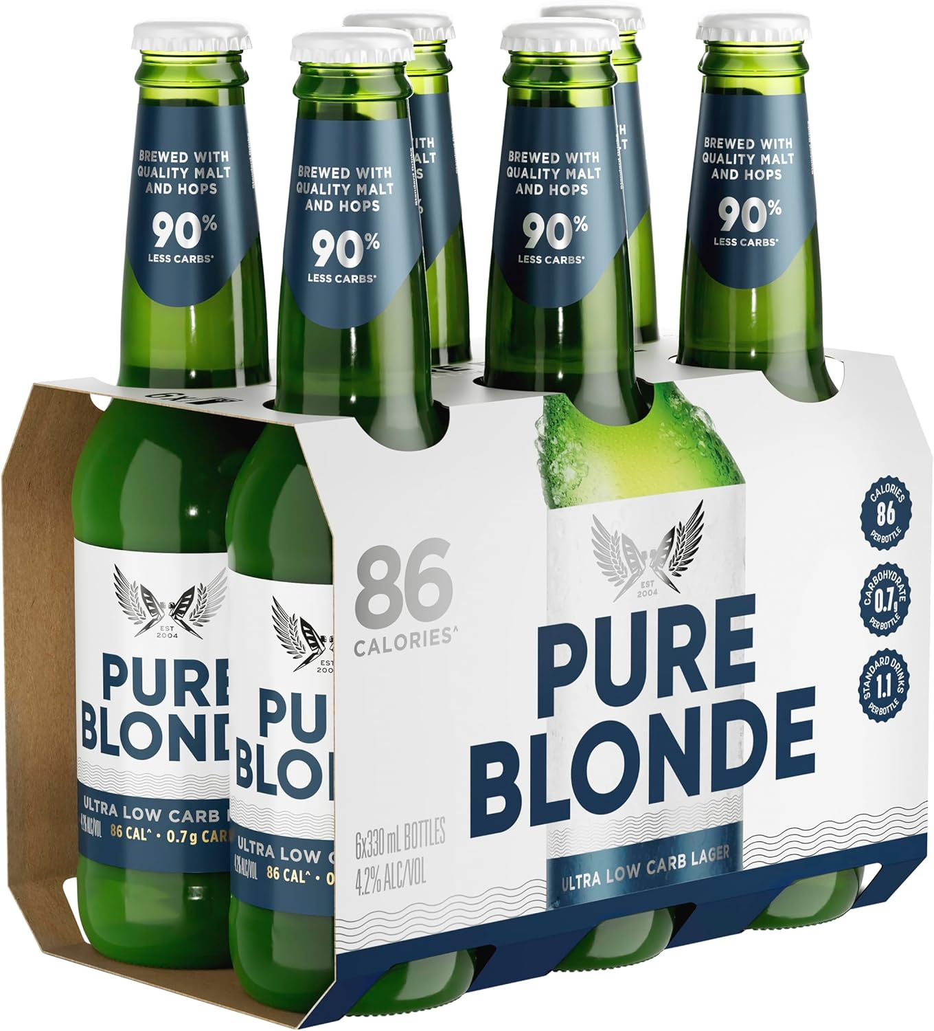 Pure Blonde Ultra Low Carb Lager, Light & Refreshing Finish, 4.2% ABV, 330Ml (Case of 24 Bottles) image number 1
