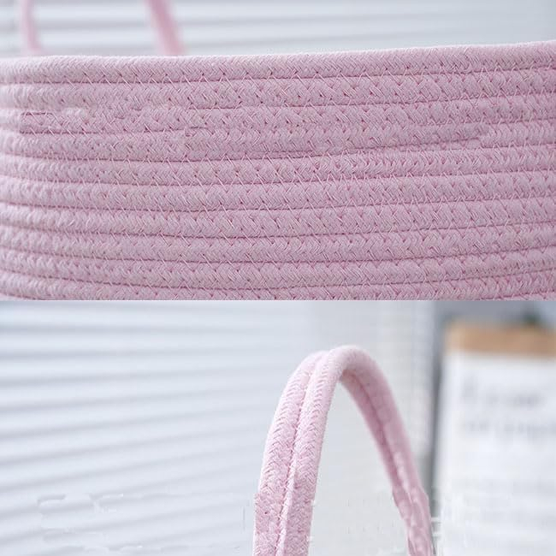 Limcryspp Cotton Rope Woven Laundry Basket - Large-Capacity Clothing and Toy Storage Basket | Room Organization Basket, Suitable for Storing Pillows and Blankets in the Living Room image number 3