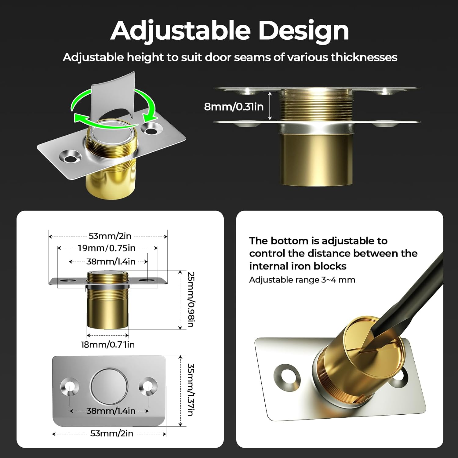 Tonitrui Silent Ball Catch, Adjustable Strong Magnet Door Catch，Using Noise Free, Replacing Door Ball Catch, with Identical Installation Dimension(2 Pack, Silver) image number 7