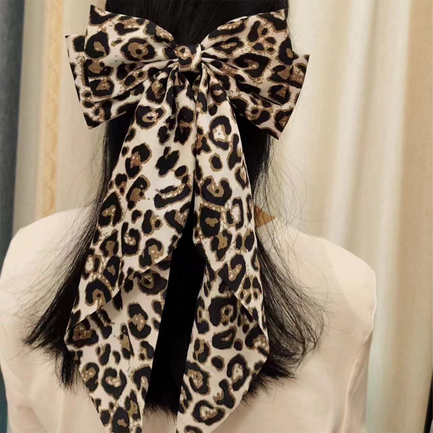 2 Pieces Leopard Print Retro Hair Clips with Bow Cosplay Hair Accessories Hair Accessories Hair Clips for Women image number 5