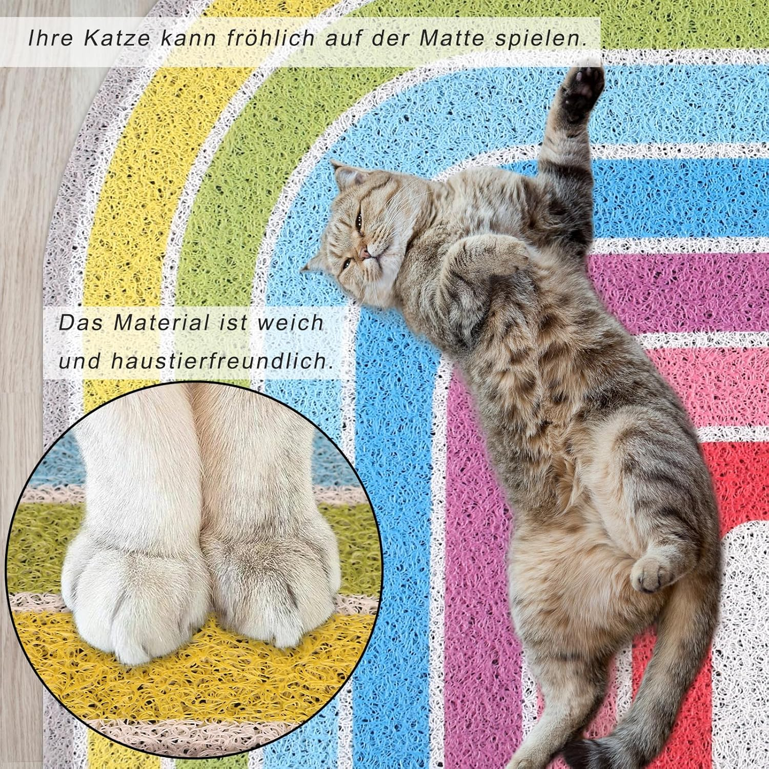 Cat Litter Mat Cat Litter Tray Mat XL 90 X 60 Cm Cat Litter Tray Mat Large Washable Cat Litter Tray Mats Non-Slip Traps for Cat Litter Trays Colourful image number 4