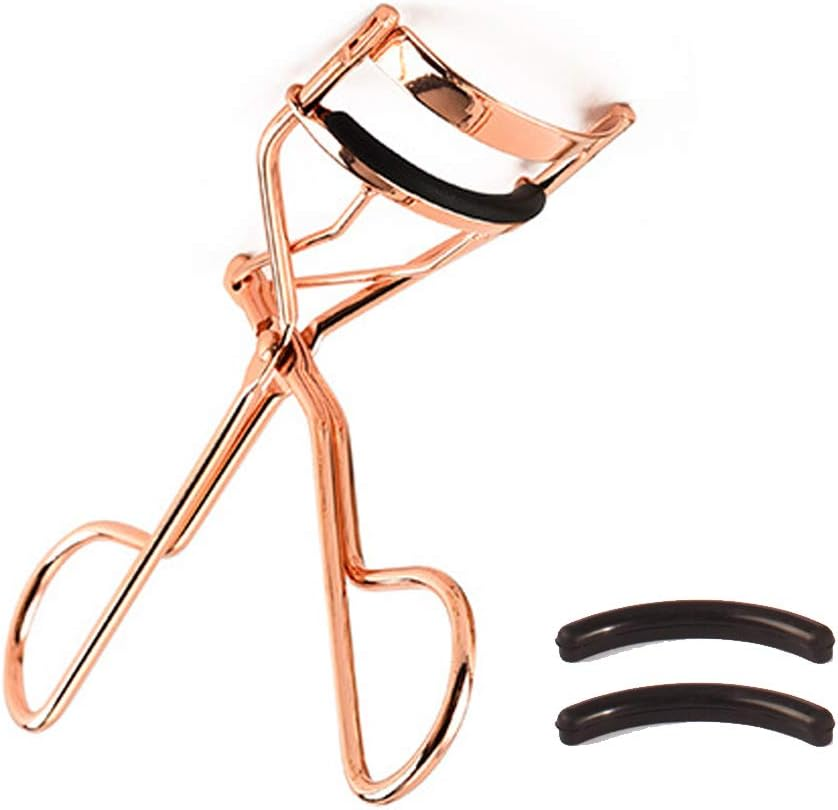 EMILYSTORES Professional Makeup Tool for Eyelashes with 2 Silicone Refill Pads Pinch Pain FREE Metal Eyelash Curler 1PC, Golden Color image number 3