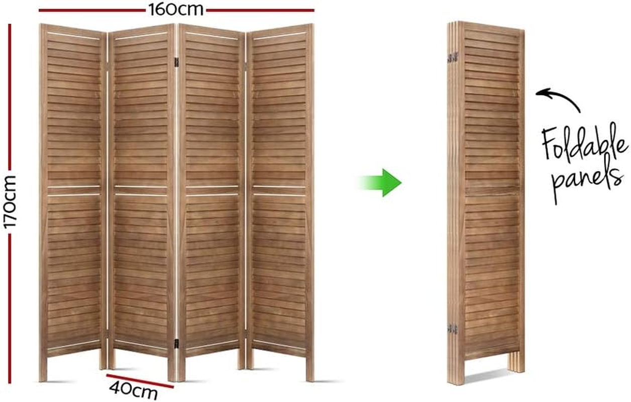 Artiss Room Divider, Folding Wooden Privacy Portable Screen Shelf Dividers Partition Wall Screens Home Pet Child Indoor Balcony Bedroom Furniture, Separator Water-Resistant Brown image number 3