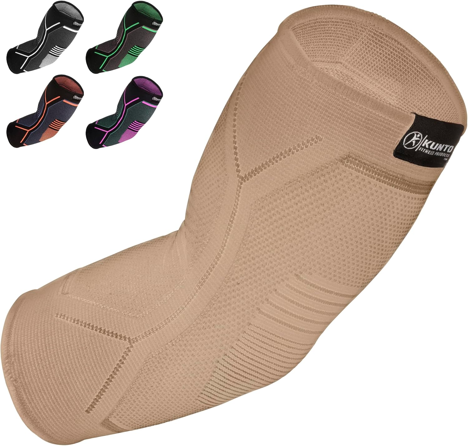 Kunto Fitness Elbow Brace Compression Support Sleeve for Tendonitis, Tennis Elbow, Golf Elbow Treatment - Reduce Joint Pain during Any Activity!