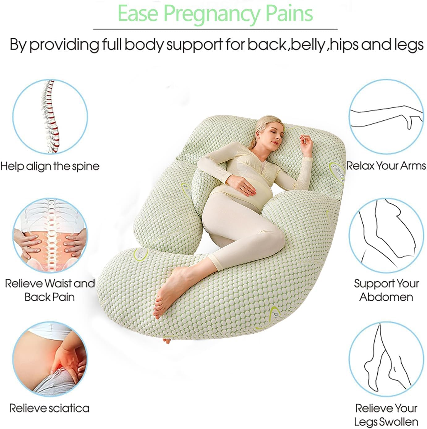Pregnancy Sleep Pillow G-Shape Maternity Full Body Pillow Back, Tummy, Legs, Buttocks Full Body Support Maternity Sleep Pillow Removable Coat image number 5