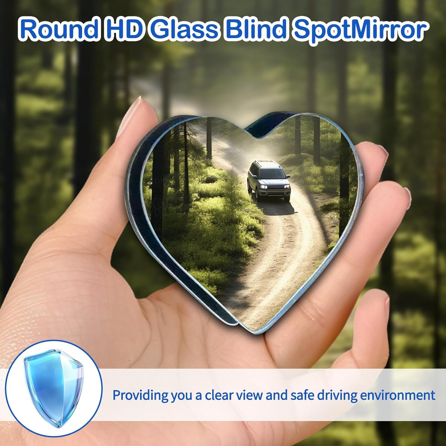 2 Sets Heart Shaped Blind Spot Mirror - Cute Car Accessories, HD Convex Rearview Mirror Set, Universal Stick-On Side Mirror for Cars, Suvs, Trucks, Frameless Design with Wide Angle for Enhanced Safety image number 4
