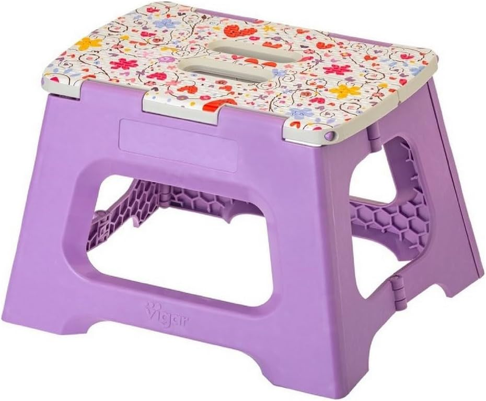 Vigar Kids Foldable 23Cm Stool, Love &ndash; Certified 150Kg Capacity, Non-Slip Feet, Compact & Portable, 9" Boost for Safe, Independent Reach, Easy-Clean Design, Fun Colour image number 2