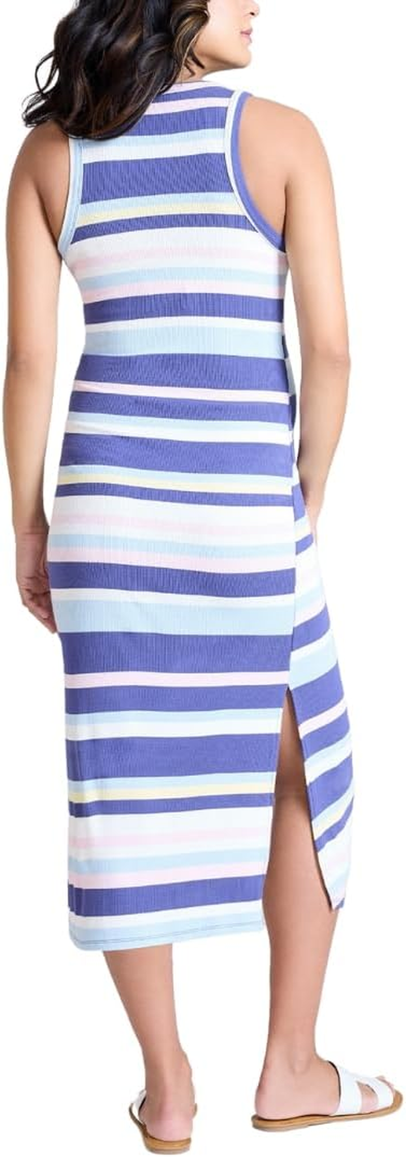 Motherhood Maternity Women'S Sleeveless Racerback Rib Knit Midi Pregnancy Bodycon Dress image number 2