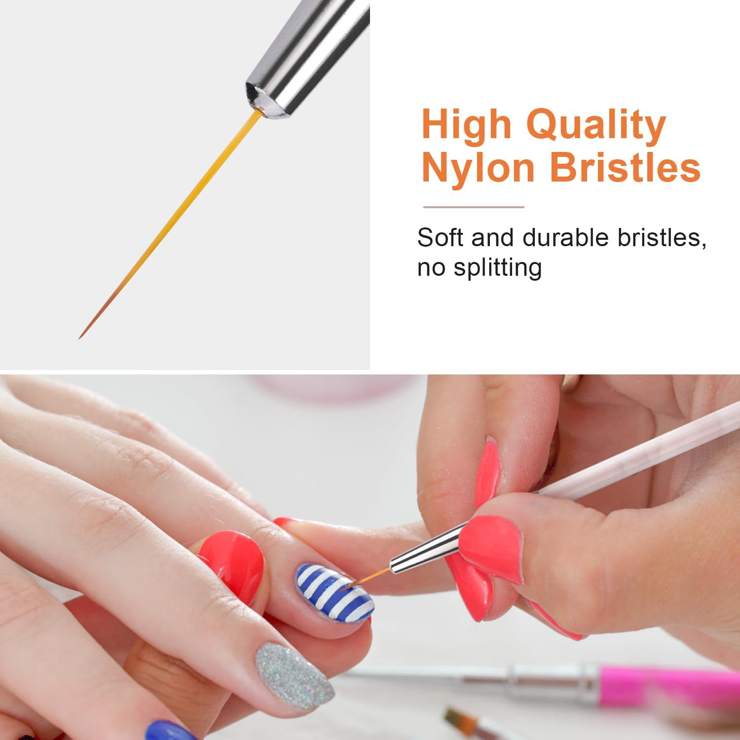 TEOYALL Fine Eyeliner Brush for Nail Art 5/7/9/11/20Mm Fine Line Brush for Fingernails Detail Drawing Brush image number 2