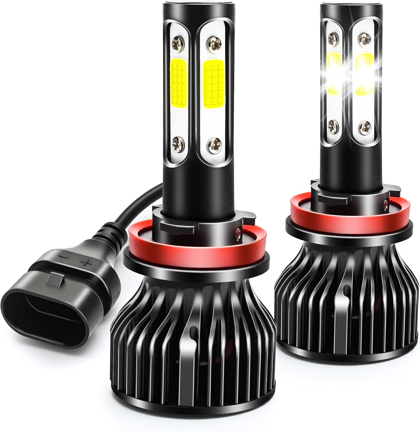 H11 H8 H9 LED Headlight Bulbs, 300% Brightness 16000LM 6500K Xenon White Conversion Kit Plug and Play High/Low Beam Fog Light Bulb, Pack of 2 image number 2