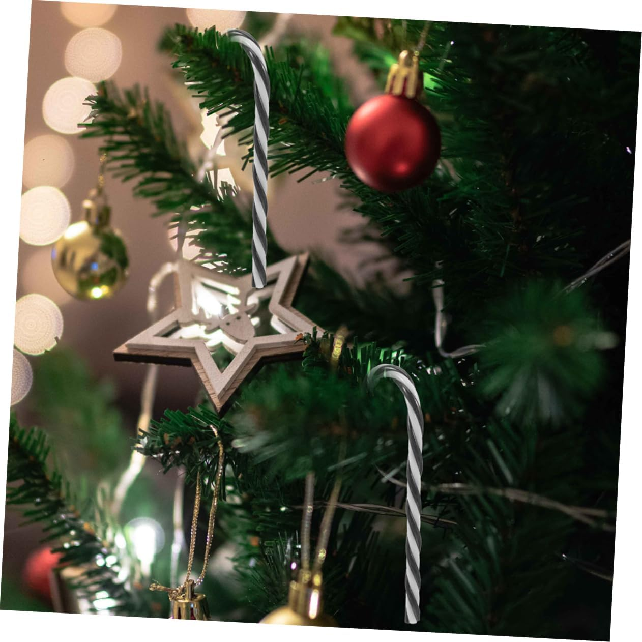 MERRYHAPY 12Pcs Candy Cane Pendants Christmas Decorations Indoor Hanging Ornaments Christmas Tree Adornments For image number 5