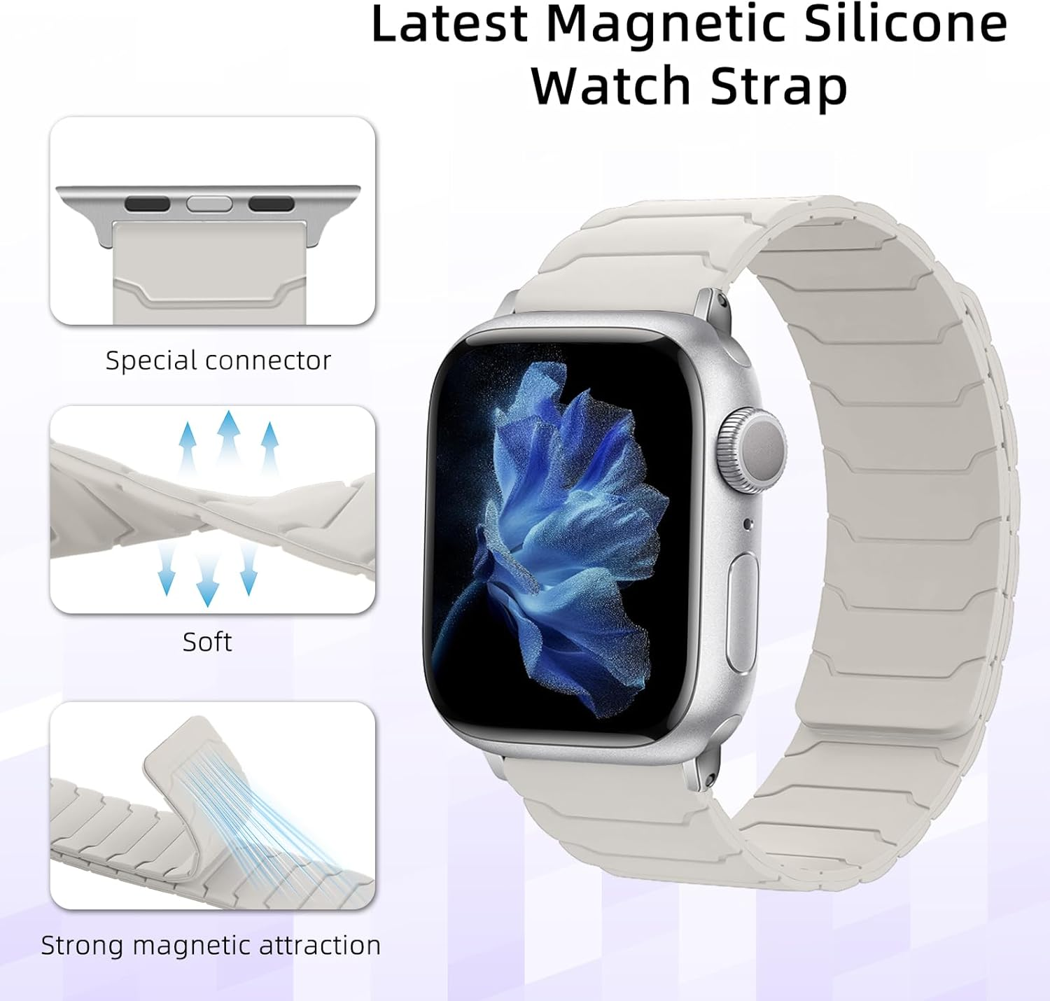 Hinnwer Magnetic Strap Compatible with Apple Watch Straps 46Mm 42Mm 41Mm 40Mm 38Mm 49Mm for Men Women, Strong Silicone Magnetic Sport Loop Bands for Apple Watch SE 2/Se/Series 10/9/8/7/6/5/4/3/2/1 image number 6