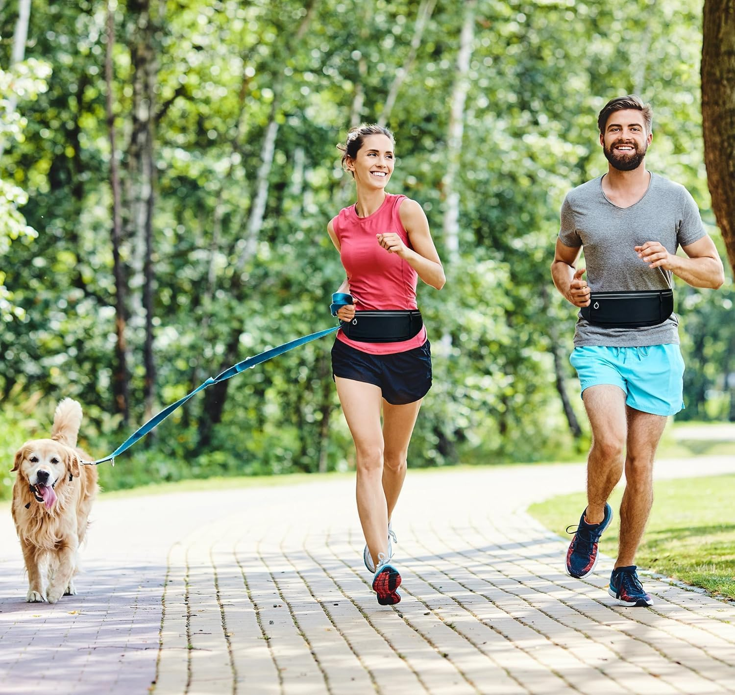 Slim Running Belt Fanny Packs for Women & Men, 3 Pockets Adjustable Reflective Waist Pack Runners Bag Money Belt Phone Holder for Running Sports Hiking Traveling (Black) - Black image number 3