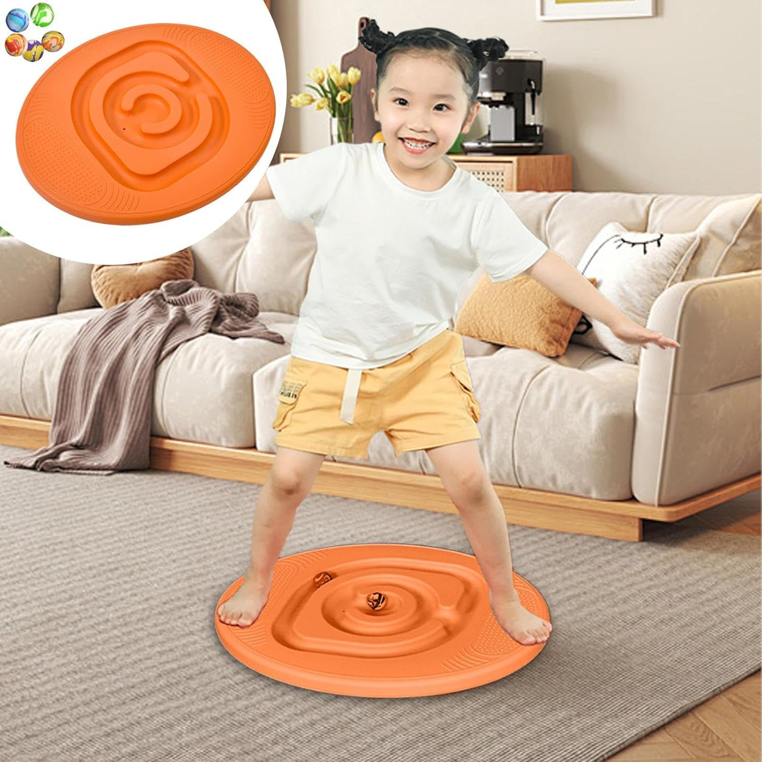 Balance Maze Board, Toddler Sensory Balance Toys Equipment, Wobble Balance Board for Kids 3 and up Years Old, Balance Board for Yoga and Physical Exercise, 46X36Cm/18.11X14.17 Inches image number 3