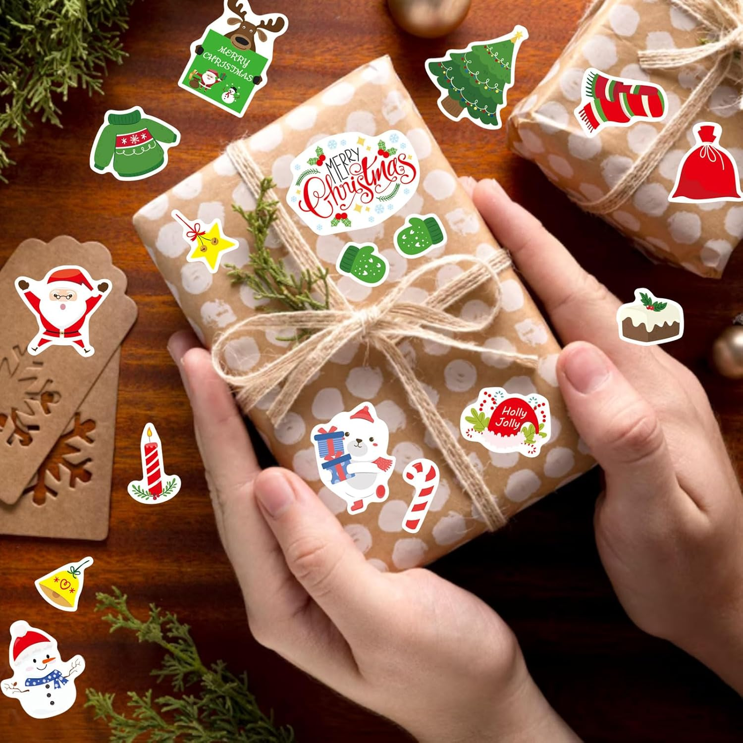 Christmas Theme Stickers, 284Pcs Christmas Stickers for Kids, Merry Christmas Stickers Non-Repeating, Adhesive Xmas Winter Holiday Party Stickers, Christmas Goodie Bag Fillers Christmas Party image number 6