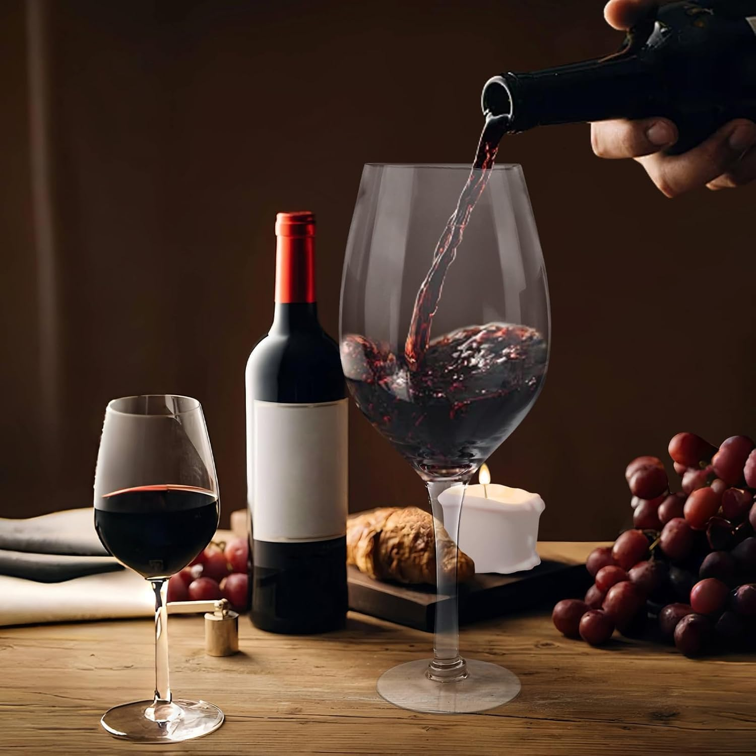 85Oz/16Inches Hand-Blown Giant Wine Glass for Celebrations & Gatherings, Mega Pint, Huge Stemware, Clear Decorative Glassware, Large Novelty Champagne Magnum Chiller, Oversized XL Goblet image number 6